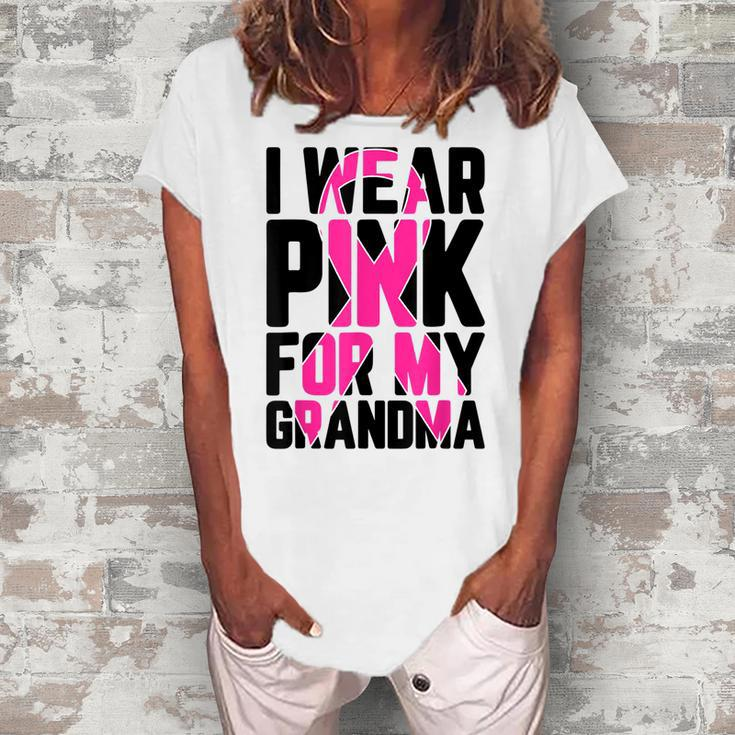 I Wear Pink For My Grandma Breast Cancer Awareness Supporter Women's Loosen T-Shirt