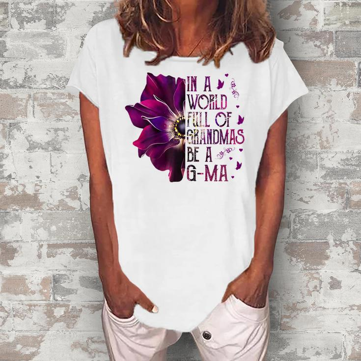In A World Full Of Grandmas Be Gma Purple Anemone Flower Women's Loosen T-Shirt