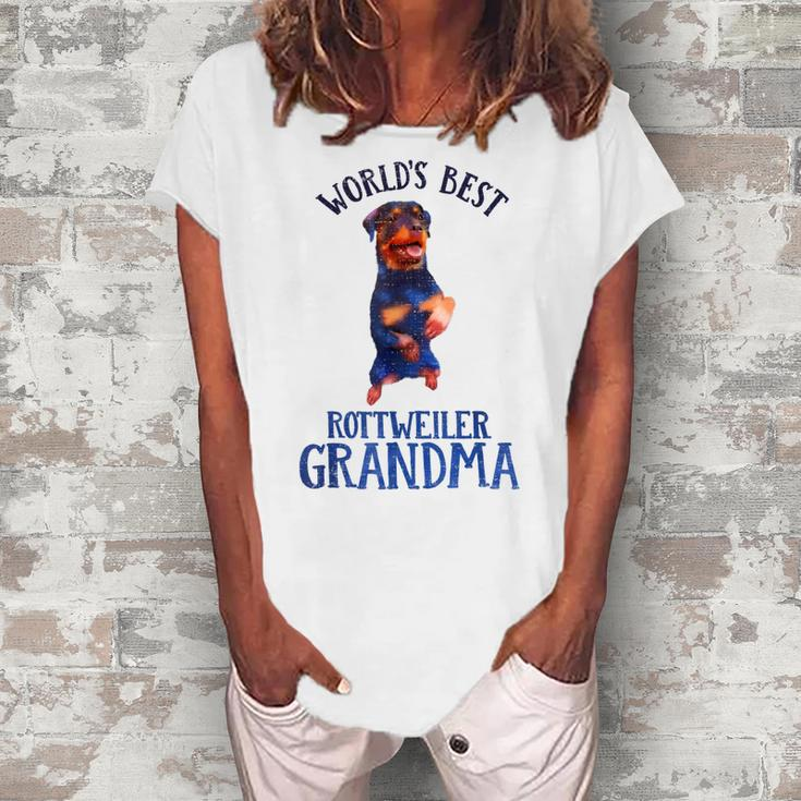 Worlds Best Rottweiler Grandma Rottie Owner Lover Women's Loosen T-Shirt