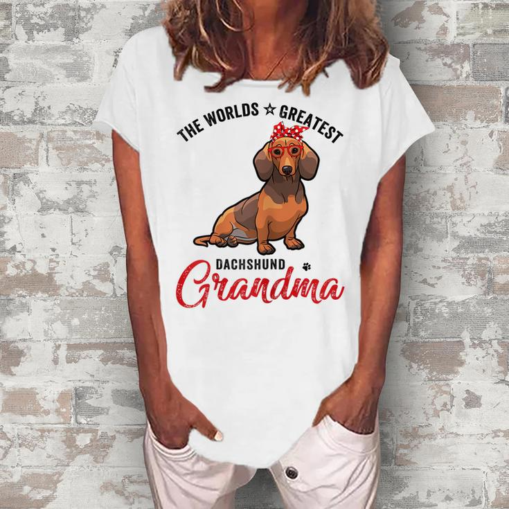 Worlds Greatest Best Dog Browndachshund Doxie Grandma Women's Loosen T-Shirt