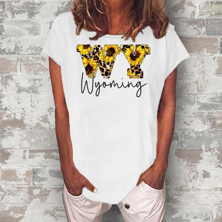 Wyoming Sunflower Leopard Print Women's Loosen T-Shirt