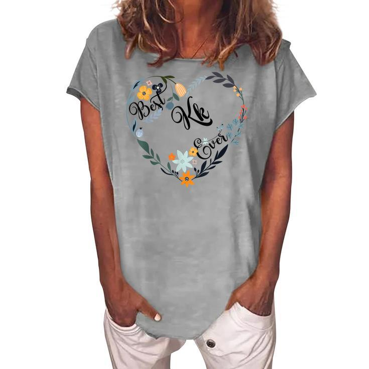 Best Kk Ever Heart Flower Blessed Grandma Women's Loosen T-shirt