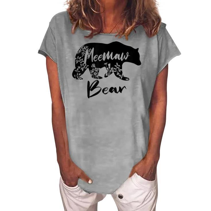 Cute Floral Meemaw Bear For Mom Women's Loosen T-Shirt