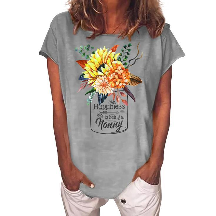 Happiness Is Being A Nonny Cute Flowers Women's Loosen T-Shirt