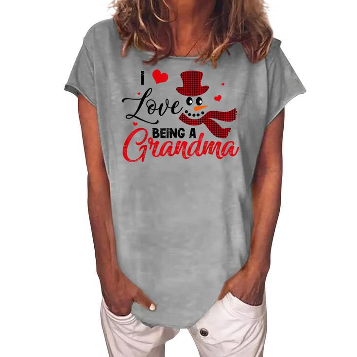 I Love Being A Grandma Snowman Christmas Pajama Women's Loosen T-Shirt