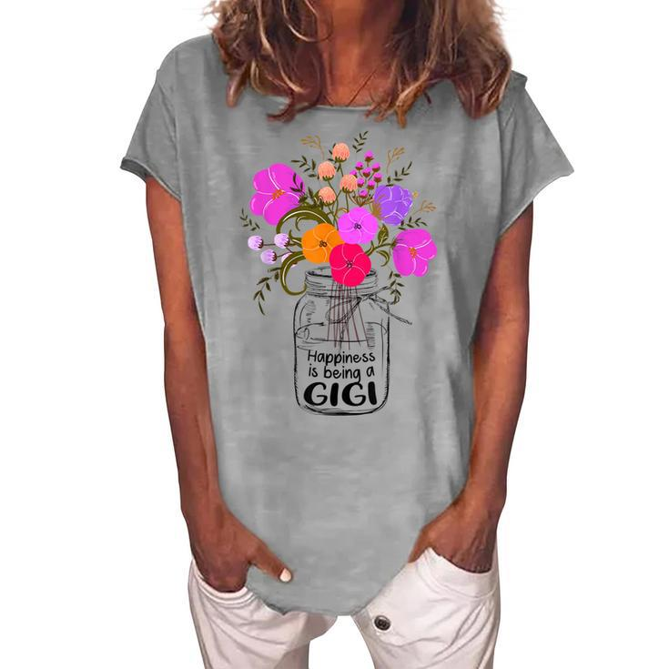 Mom Grandma Floral Happiness Is Being A Gigi For Women Women's Loosen T-Shirt