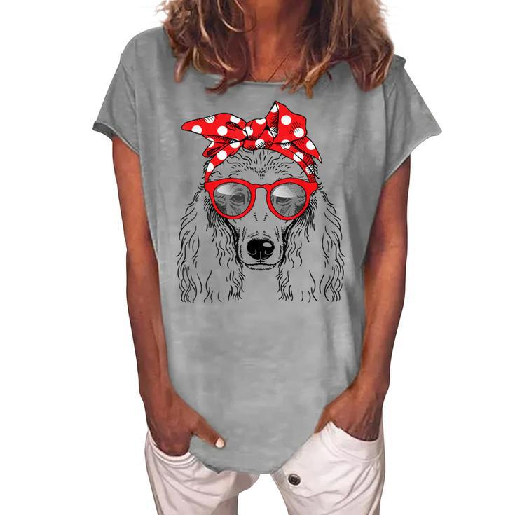 Poodle Dog Mom Bandana Sunglasses Women's Loosen T-Shirt