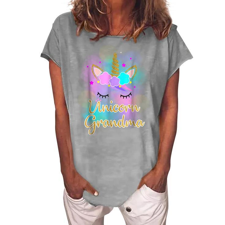 Unicorn Grandma Birthday Girl Colorful Unicorn Kids Women's Loosen T-Shirt