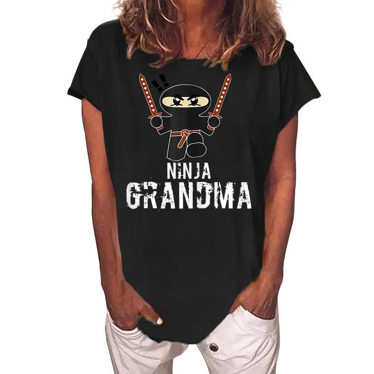 Awesome Grandma Nana Funny Ninja Love Grandparents Family Gift For Womens Women's Loosen Crew Neck Short Sleeve T-Shirt