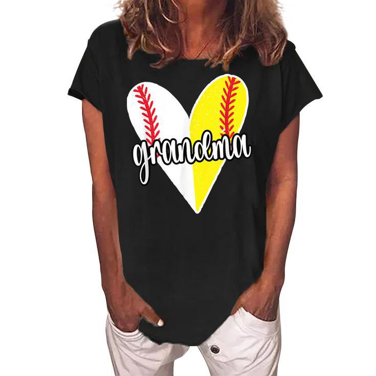 Baller Grandma | Proud Softball Baseball Player Grandma Women's Loosen Crew Neck Short Sleeve T-Shirt