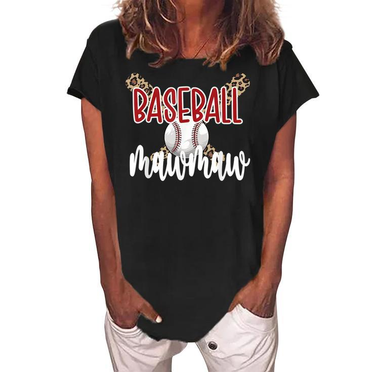 Baseball Mawmaw Grandma Baseball Player Mawmaw Women's Loosen Crew Neck Short Sleeve T-Shirt