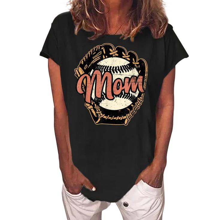 Baseball Mom  Womens Baseball  Baseball Lover Women's Loosen Crew Neck Short Sleeve T-Shirt