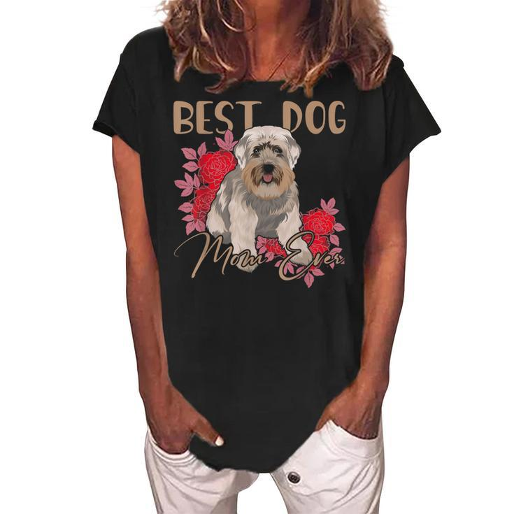 Best Dog Mom Ever Miniature Schnauzer Mothers Day Gift Women's Loosen Crew Neck Short Sleeve T-Shirt