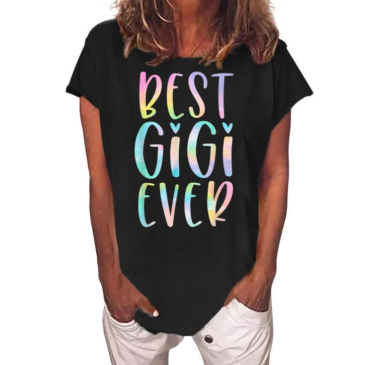 Best Gigi Ever Gifts Grandma Mothers Day Tie Dye Women's Loosen Crew Neck Short Sleeve T-Shirt