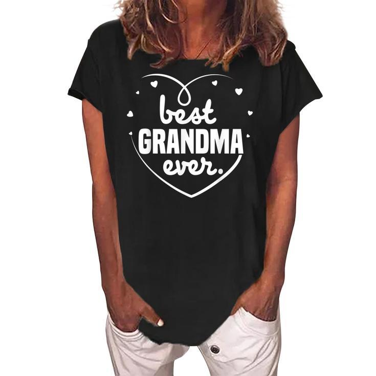 Best Grandma Ever Grandma Mothers Day Hearts Birthday Gifts Women's Loosen Crew Neck Short Sleeve T-Shirt