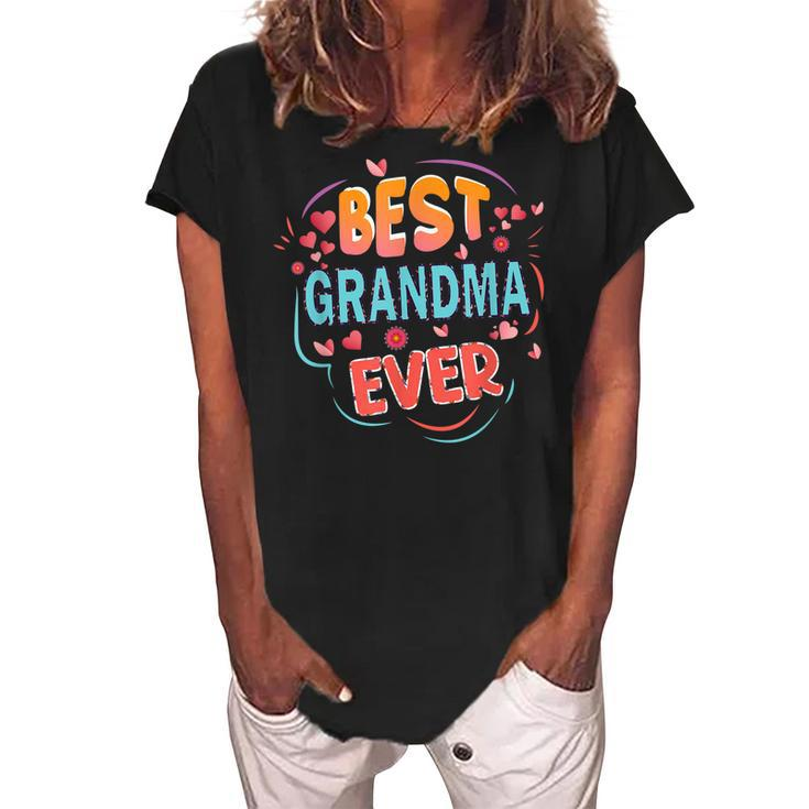 Best Grandma Ever Mothers Day Grandma Christmas Gifts Women's Loosen Crew Neck Short Sleeve T-Shirt