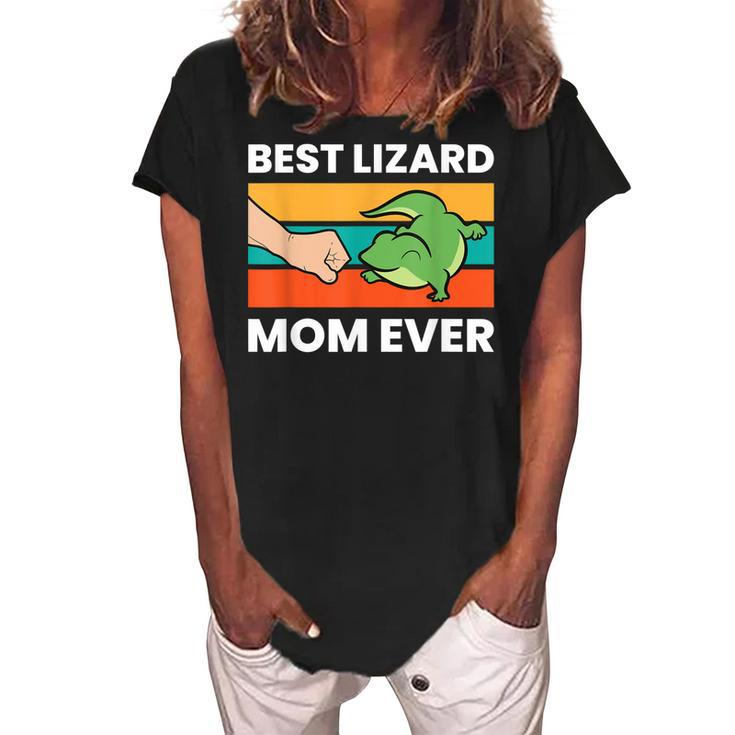 Best Lizard Mom Ever Pet Lizard Funny Lizard Mama Women's Loosen Crew Neck Short Sleeve T-Shirt