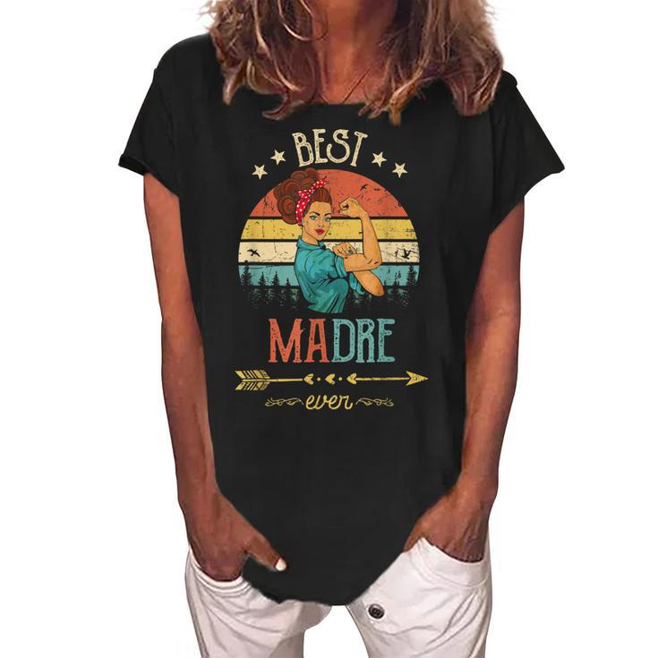 Best Madre Ever Women Rosie Vintage Retro Decor Grandma Women's Loosen Crew Neck Short Sleeve T-Shirt