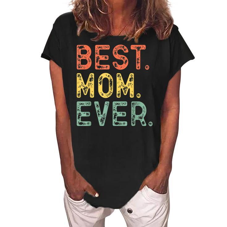 Best Mom Ever Funny Gift Retro Vintage Christmas Women's Loosen Crew Neck Short Sleeve T-Shirt