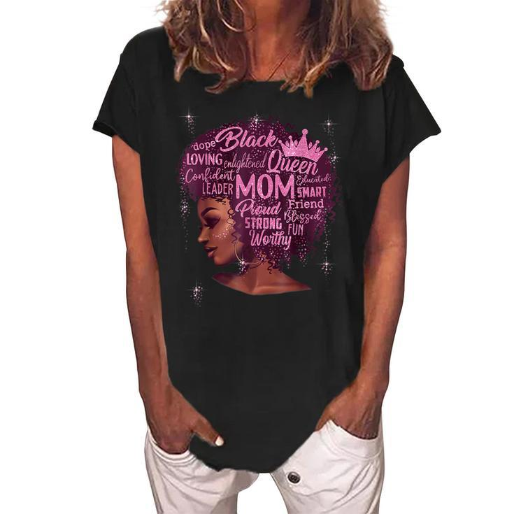 Black Womens Happy Mothers Day Mom African American Gifts Women's Loosen Crew Neck Short Sleeve T-Shirt