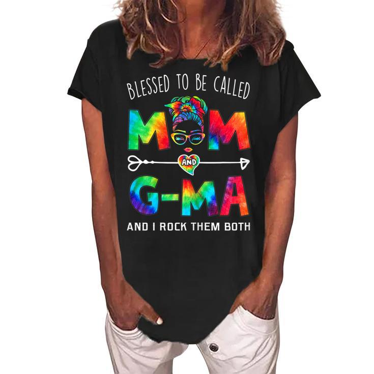 Blessed To Be Called Mom And Gma Mothers Day Gifts Gift For Womens Women's Loosen Crew Neck Short Sleeve T-Shirt