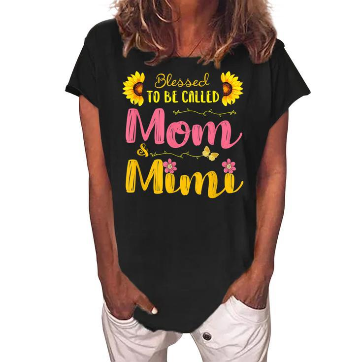Blessed To Be Called Mom & Mimi Mom Birthday Mother Day Gift Women's Loosen Crew Neck Short Sleeve T-Shirt