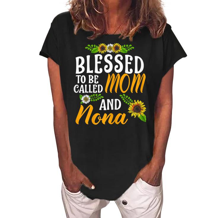 Blessed To Be Called Mom And Nona Thanksgiving Christmas Gift For Womens Women's Loosen Crew Neck Short Sleeve T-Shirt
