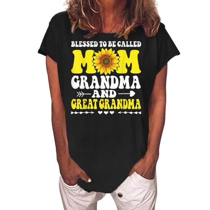 Blessed To Be Called Mom Grandma Great Grandma Mothers Day Women's Loosen Crew Neck Short Sleeve T-Shirt