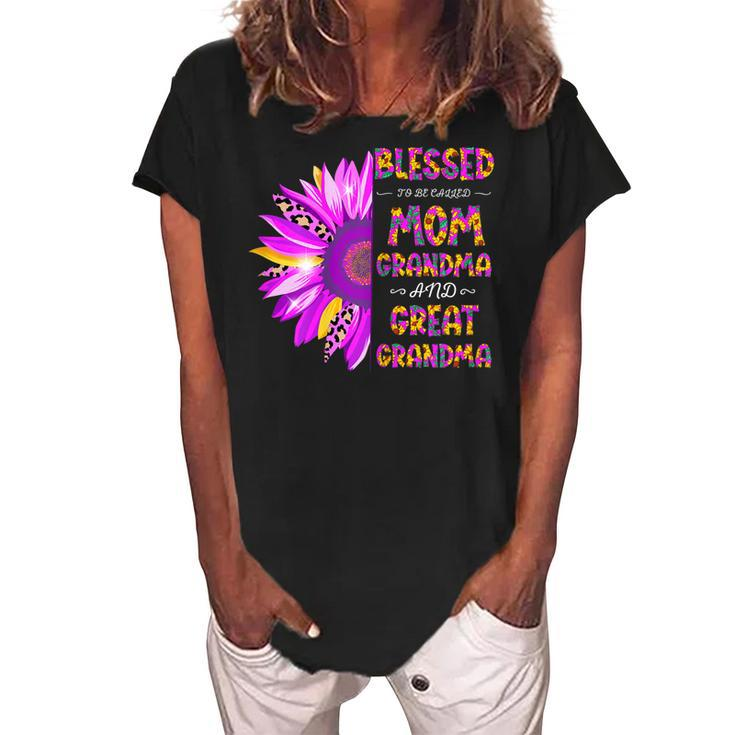 Blessed To Be Called Mom Grandma Great Grandma Women Gift For Womens Women's Loosen Crew Neck Short Sleeve T-Shirt