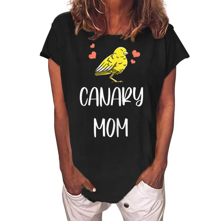 Canary Mom Leaf Pattern Cool Fowl Finch Pet Bird Lover Gift Gift For Womens Women's Loosen Crew Neck Short Sleeve T-Shirt