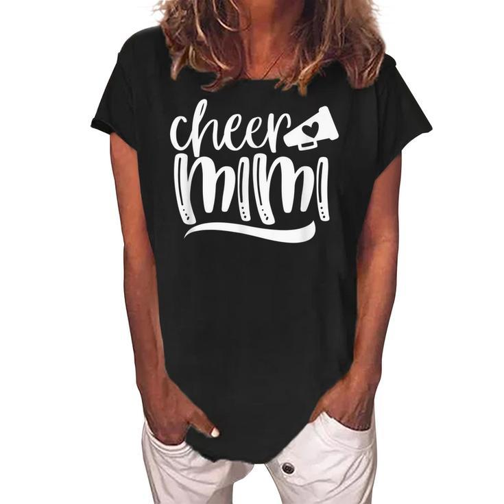Cheer Mimi Megaphone With Heart Accent Gift For Womens Women's Loosen Crew Neck Short Sleeve T-Shirt