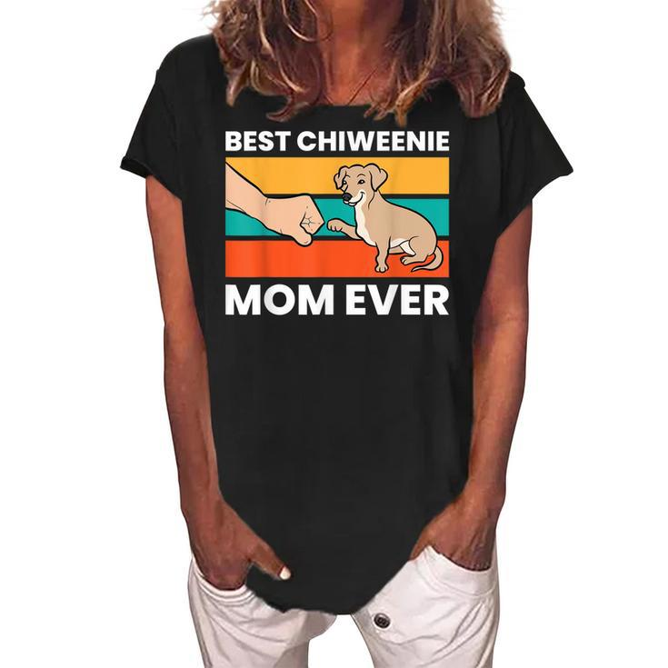 Chiweenie Dog Mom Best Chiweenie Mom Ever Women's Loosen Crew Neck Short Sleeve T-Shirt