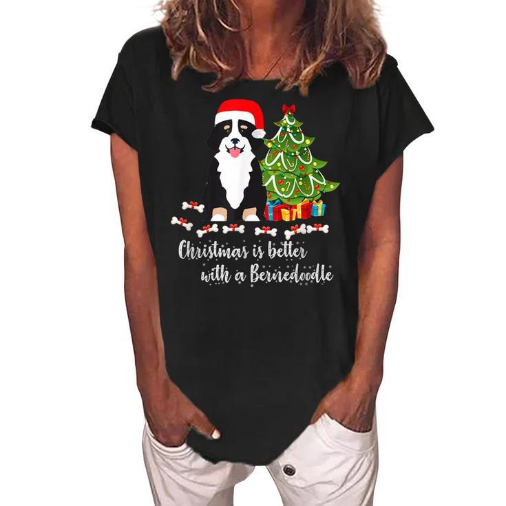 Christmas Bernedoodle Funny Cute Gift Mom Dad Grandma Women's Loosen Crew Neck Short Sleeve T-Shirt