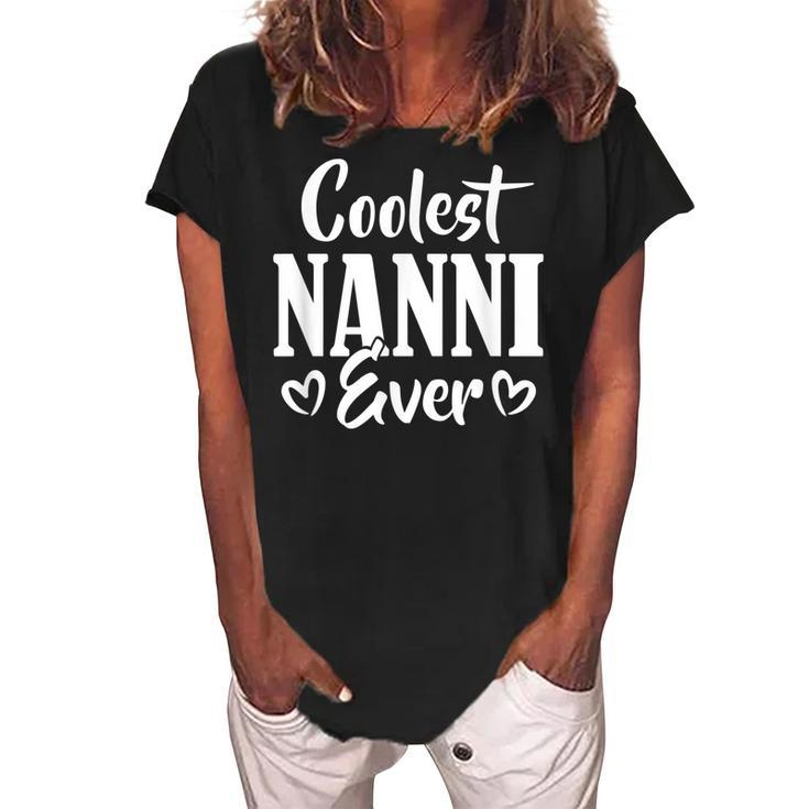 Coolest Nanni Ever Indian Grandma Mimi Heart Typo Gift Women's Loosen Crew Neck Short Sleeve T-Shirt
