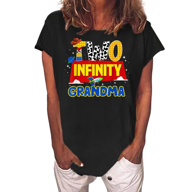 Cowboy Grandma Two Infinity And Beyond Birthday Decorations Women's Loosen Crew Neck Short Sleeve T-Shirt