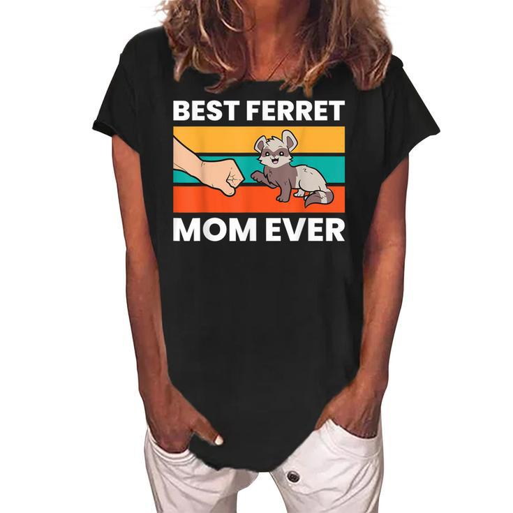 Ferret Mama Best Ferret Mom Ever Animal Funny Ferret Women's Loosen Crew Neck Short Sleeve T-Shirt