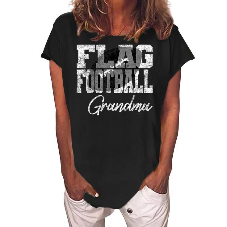 Flag Football Grandma Women's Loosen Crew Neck Short Sleeve T-Shirt
