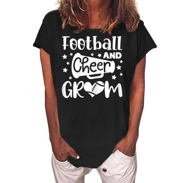 Football & Cheer Gram School Player Cheer Grandma Funny Gift For Womens Women's Loosen Crew Neck Short Sleeve T-Shirt