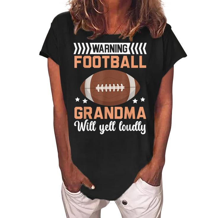 Football Grandma Grandmother Granny Grandparents Day Women's Loosen Crew Neck Short Sleeve T-Shirt