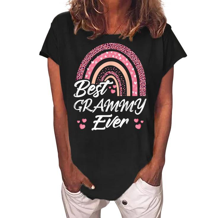 Funny Best Grammy Ever Rainbow Cute Mothers Day For Women Women's Loosen Crew Neck Short Sleeve T-Shirt