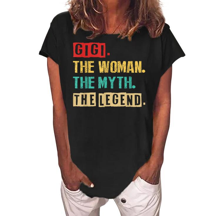 Gigi The Woman The Myth The Legend Vintage Mother Day Gift Women's Loosen Crew Neck Short Sleeve T-Shirt