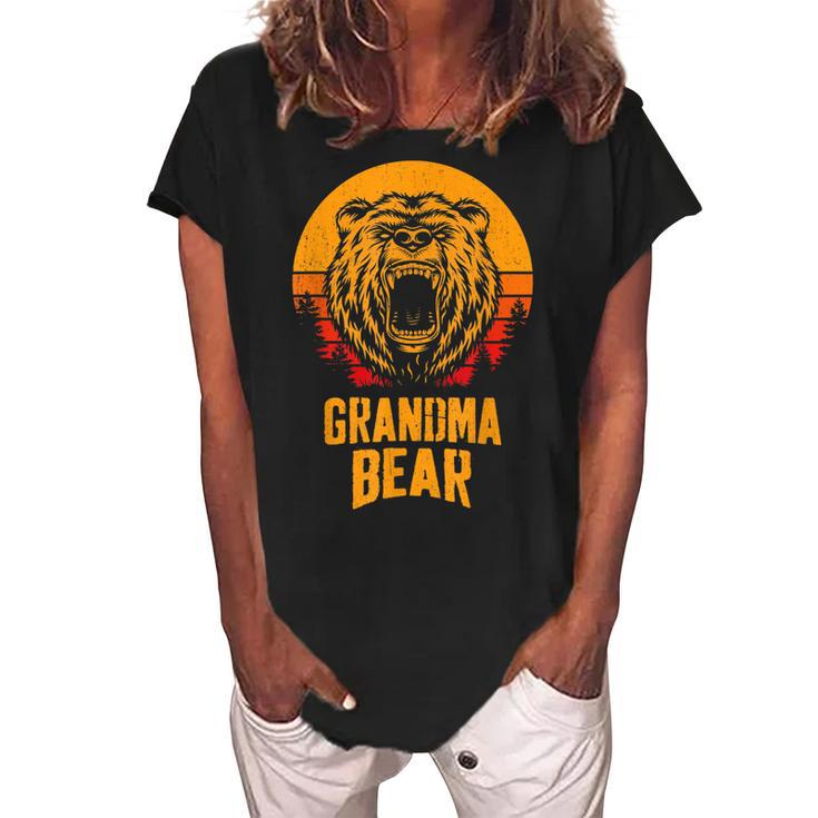 Grandma Bear Funny Mothers Day Matching Gift Women's Loosen Crew Neck Short Sleeve T-Shirt