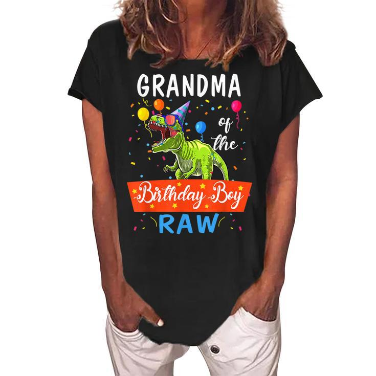 Grandma Dinosaur Funny Cute Birthday Boy Family Women's Loosen Crew Neck Short Sleeve T-Shirt
