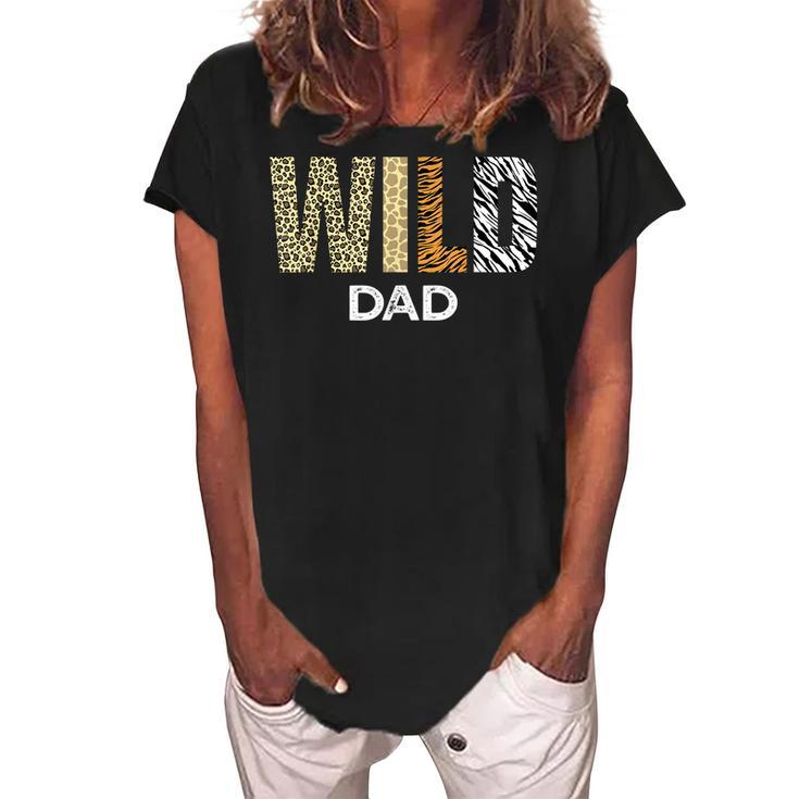 Grandma Of The Wild One Zoo Birthday Safari Jungle Animal Women's Loosen Crew Neck Short Sleeve T-Shirt