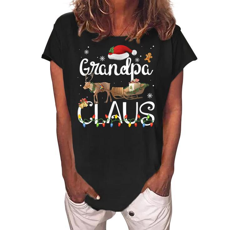 Grandpa Claus Funny Grandma Santa Pajamas Christmas Grandpa Women's Loosen Crew Neck Short Sleeve T-Shirt