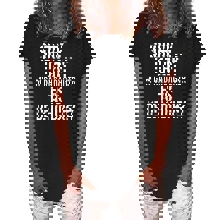 Grandpa Grandma | My Granddaughter Has Ice Hockey Women's Loosen Crew Neck Short Sleeve T-Shirt