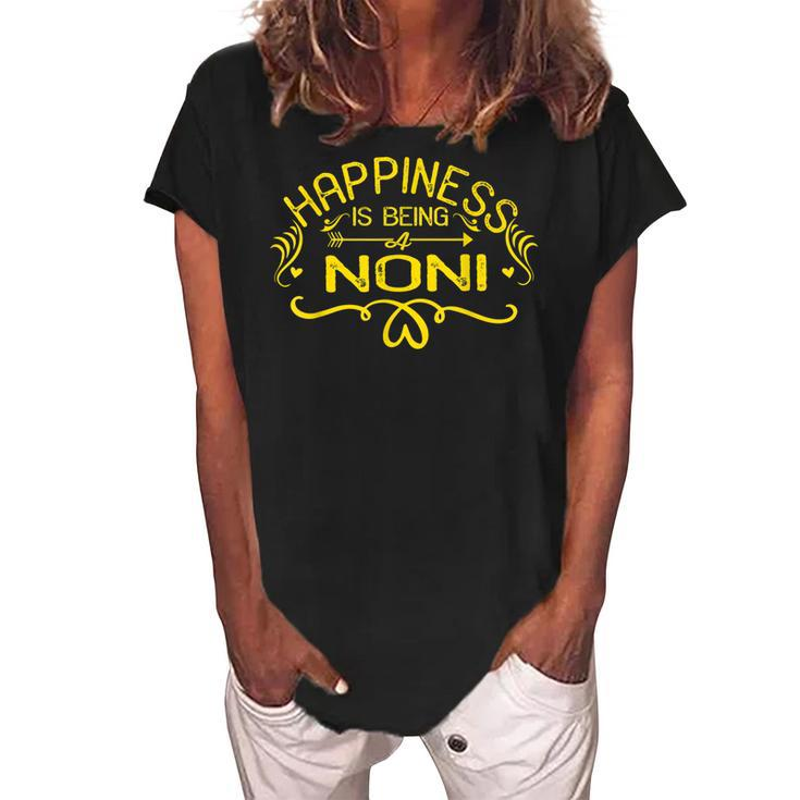 Happiness Is Being A Noni Mothers Day Gift Grandma Women Women's Loosen Crew Neck Short Sleeve T-Shirt