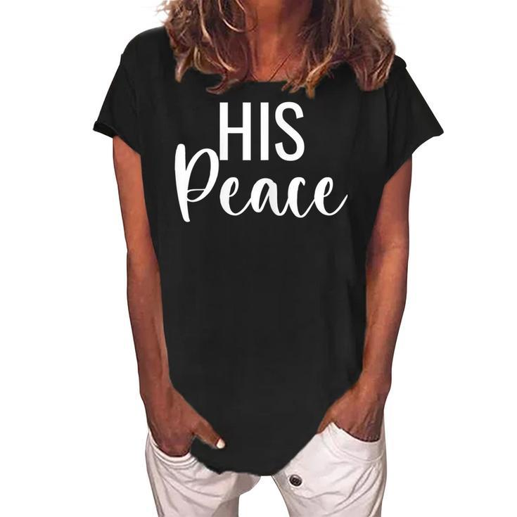 Her Rock His Peace Matching Couples Gift Gift For Womens Women's Loosen Crew Neck Short Sleeve T-Shirt