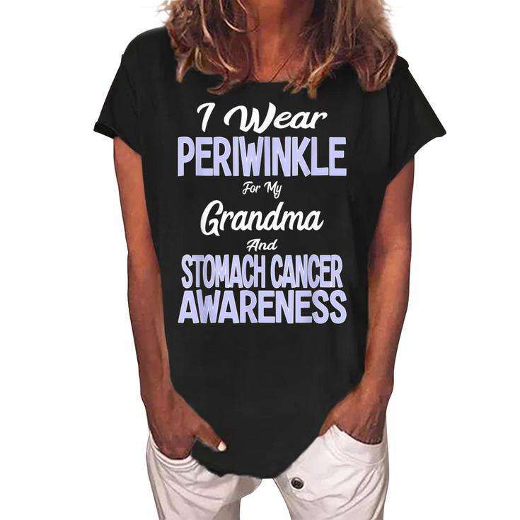 I Wear Periwinkle For Grandma Stomach Cancer Awareness Women's Loosen Crew Neck Short Sleeve T-Shirt