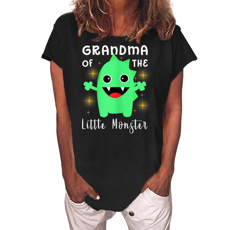 Little Monster Outfit Grandma Of The Little Monster Gift For Womens Women's Loosen Crew Neck Short Sleeve T-Shirt